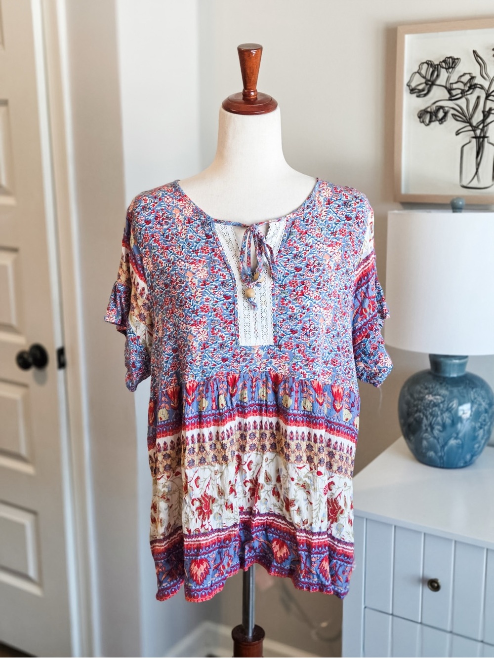 Boho Floral Peasant Top